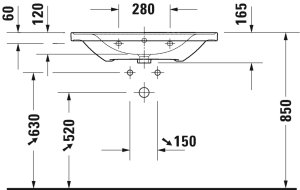 Praustuvas D-Neo baldinis 800x480, 1 skylė maišytuvui