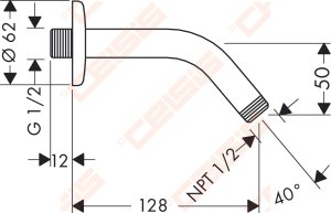 Dušo alkūnė HANSGROHE 128 mm potinkinei dušo galvai