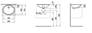 Praustuvas Laufen SAVOY 500x416x180 mm, įmontuojamas iš apačios, be angos maišytuvui