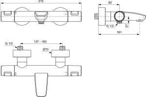 Termostatinis maišytuvas voniai/dušui Ideal Standard Ceratherm T25, spalva- juoda matinė