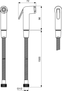 Ideal Standard bideta dušelis su 1500mm metaline žarna G1/2 , 7,6 l/min, chromas