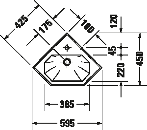 Praustuvas Duravit 1930 595x450 kampinis