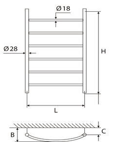Rankšluosčių džiovintuvas ELONIKA EV650KL, 655x500 mm, varinis, chromuotas