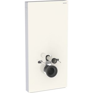 Pakabinamo unitazo montavimo modulis Geberit Monolith 101 cm, priekinė apdaila - smėlio pilka, stiklas, šoninė - aliuminis