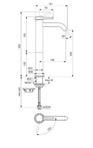 Maišytuvas praustuvui-dubeniui Ideal Standard Ceraline Nuovo, H240, BlueStart, be dugno vožtuvo, chromas