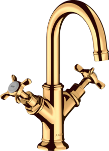 Praustuvo maišytuvas AXOR Montreux 160 su svirtiniu (pop-up) dugno vožtuvu, poliruoto aukso spalvos (Polished Gold Optic)