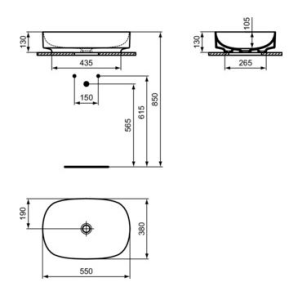 Praustuvas-dubuo Ideal Standard Linda-X, matmenys: 550x380x130, be persipylimo