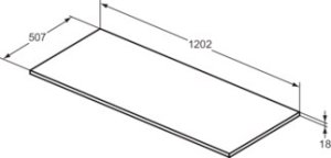 Stalviršis Ideal Standard i.Life B, matmenys: 1204x505x18mm, spalva - Carbon Grey Matt
