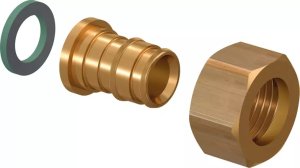Jungtis su veržle Q&E 20x1/2" žalvaris (5/60)