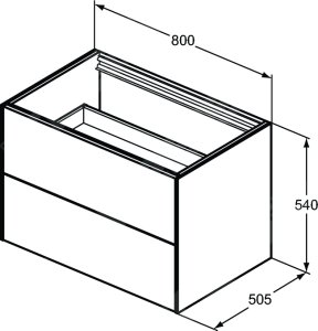 Spintelė Ideal Standard Conca, 1200x500x550, spalva - tamsus ąžuolas (tikros medienos lukštas), 2 stalčiai, be stalviršio