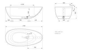 Vonia PAA BELLA OVO 1700x800, Graphite