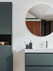 Aukšta spintelė Roca ONA 400x300x1750 mm, 2 durelės (kairė/dešinė), 1 atvira lentyna, spalva - highland green