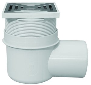 Trapas rūsio patalpoms DN110 horizontalus su nerūdijančio plieno grotelėmis 148x148mm/ 138x138mm