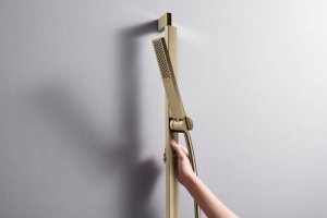 Rankinė dušo galvutė HANSGROHE Pulsify E 100, 1 srovės, EcoSmart+, spalva - šlifuota bronza (brushed bronze)