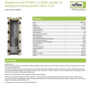 Akumuliacinė talpa  HF500/1C su šilumokaičiu