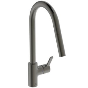 Maišytuvas plautuvei Ideal Standard Gusto Round, ištraukiama žarna, spalva - Magnetic Grey