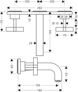 Praustuvo maišytuvas AXOR Citterio 166 mm, iš sienos, chromo spalvos 