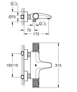 Maišytuvas voniai termostatinis Grohtherm 1000 performance