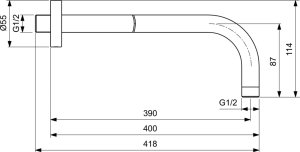 Ideal Standard alkūnė dušo galvas, montavimui iš sienos, ilgis 400mm, spalva - juoda matinė