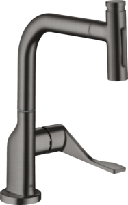 Plautuvės maišytuvas AXOR Citterio 230 2jet, su ištraukiama dušelio galvute ir sBox, šlifuoto juodo chromo spalvos (Brushed Black Chrome)
