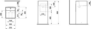 Praustuvas Laufen KARTELL 375x435x900 mm, laisvai statomas, be angos maišytuvui, be perlajos, spalva - juoda blizgi