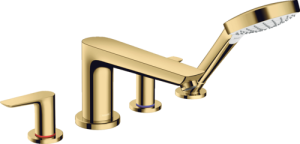 4 dalių vonios maišytuvas HANSGROHE Talis E, iš vonios krašto, spalva - poliruoto aukso (polished gold optic)