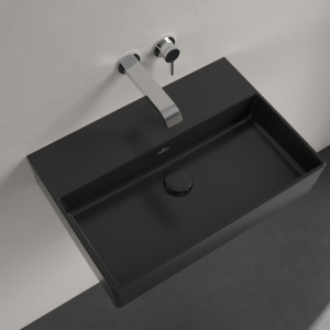 Praustuvas VILLEROY&BOCH  Memento 2.0 600x420, Pure black C+ danga, be skylės maišytuvui,  be perpylimo