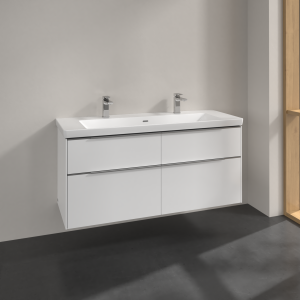 Apatinė spintelė VILLEROY&BOCH Subway 3.0 1272x576x478 balta blizgi (briliant white), blizgios aliuminio rankenėlės