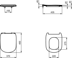 Dangtis WC Ideal Standard Tesi, plonas, softclose, baltas matinis