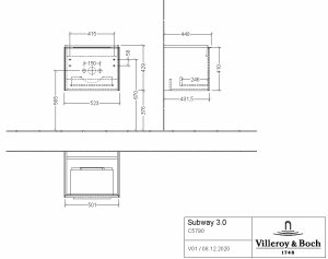 Spintelė apatinė Subway 3.0 523x429x477,5 Briliant white, chromuotos rankenėlės