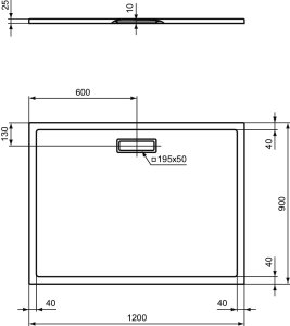 Padėklas dušo Ideal Standard Ultraflat New, matmenys: 1200x900x25, akrilinis, baltas