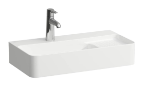 Praustuvas Laufen VAL Compact, matmenys: 600x310 x115mm, lentynėlė dešinėje, šlifuota apačia, su 1 sk. maišytuvui