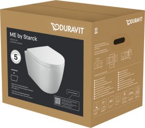 Pakabinamas unitazas Duravit ME by Starck Compact Rimless, su lėtai užsidarančiu dangčiu, Durashield danga, bakelis į komplektą neįeina