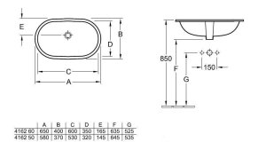 Praustuvas VILLEROY&BOCH O.Novo 530x320mm, montuojamas iš apačios, „Ceramicplus“ danga