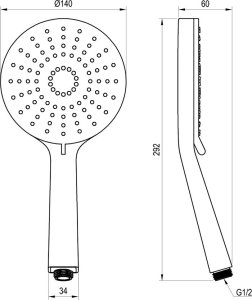 Rankinė dušo galva Ravak Air Flat XXL 961.00, ⌀ 140 mm