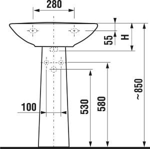 Praustuvas Jika ZETA, 400x320x155 mm, su 1 anga maišytuvui viduryje