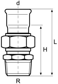Presuojama redukcija laisva veržlė išoriniu sriegiu 18x1/2" (AISI316)