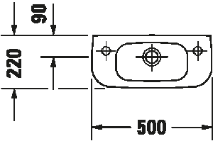 Praustuvas Duravit D-code 50x22 su skylės dešinėje