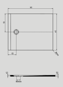 Dušo padėklas Calima, 3225, matmenys: 1200x1000x20mm, su neslidžiu paviršiumi (invisible grip technologija)