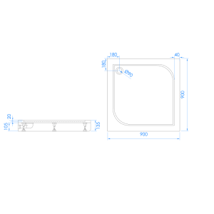 Dušo padėklas Brasta Glass ROKAS 90x90 lieto akmens, baltas