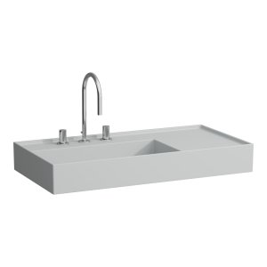 Praustuvas Laufen KARTELL 900x460x120 mm, su plačiu kraštu dešinėje, šlifuota apačia, su 1 anga maišytuvui, be perlajos, spalva - pilka matinė