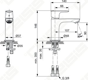 Maišytuvas praustuvui Ideal Standard Connect Air, 5l / min, spalva magnetic grey