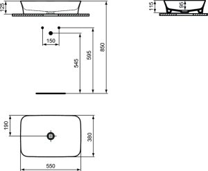 Praustuvas-dubuo Ideal Standard Ipalyss Rectangular, matmenys 550x380x120, spalva- nude