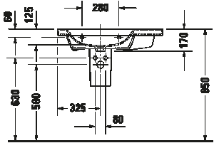 Praustuvas Duravit Durastyle 80x40 asimetrinis