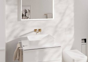 Praustuvo maišytuvas HANSGROHE Tecturis E 225 EcoSmart+, iš sienos, su neužsidarančiu dugno vožtuvu, spalva - šlifuotos bronzos (brushed bronze)