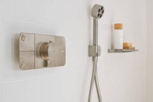 Dekoratyvinė dalis AXOR One potinkiniam termostatiniam maišytuvui, 3 fuknkcijų, šlifuoto nikelio spalvos (Brushed Nickel)