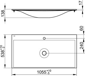 Praustuvas Edition11 1055x538mm, 1 skylė maišytuvui