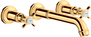 Praustuvo maišytuvas AXOR Montreux 165-225 mm, 3 dalių, iš sienos, poliruoto aukso spalvos (Polished Gold Optic)