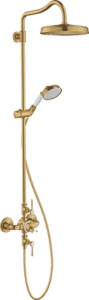 Termostatinė dušo sistema AXOR Montreux su 240 1jet lietaus dušo galva, šlifuoto aukso spalvos (Brushed Gold Optic)