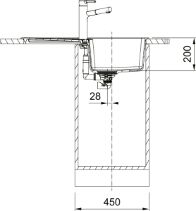 Fragranito plautuvė Franke CENTRO CNG611-78 su ekscentriniu ventiliu, pasukama rankenėle, spalva - tamsiai pilka (slate grey)